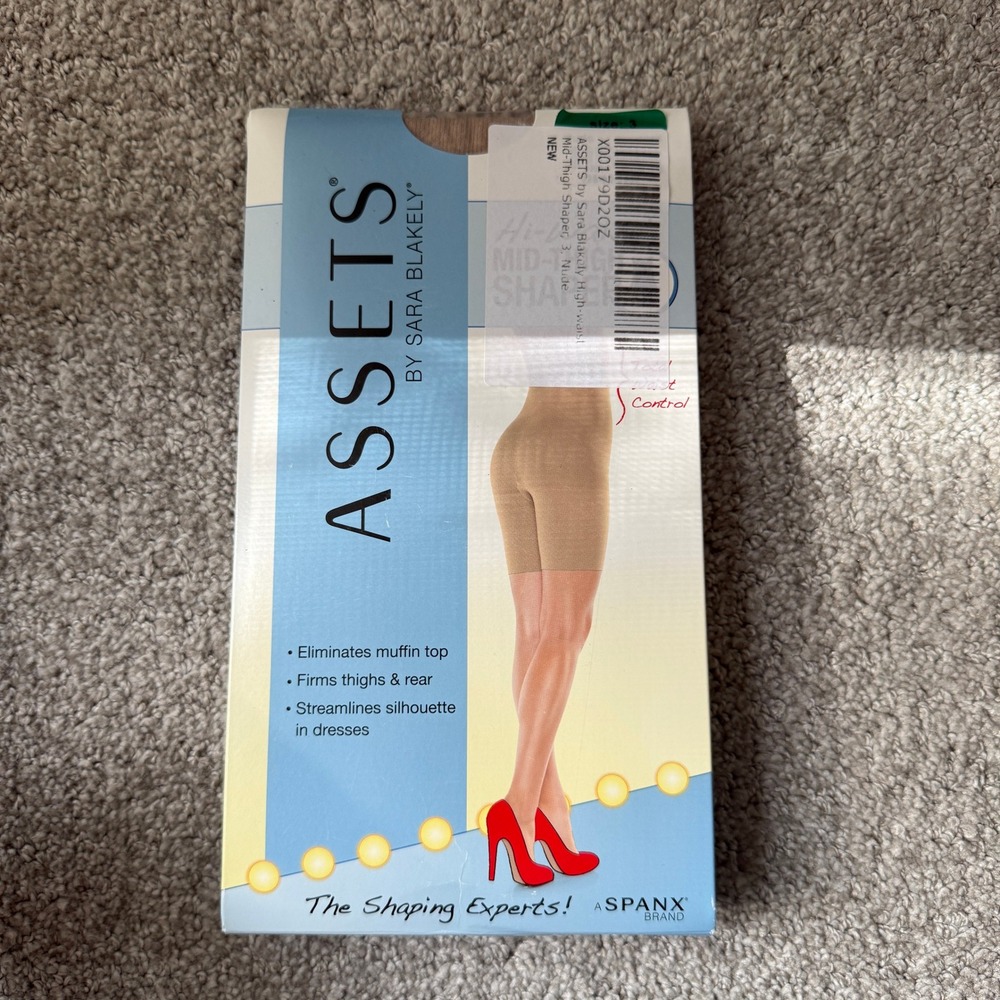 NWT Spanx ASSETS by Sara Blakely Hi‎ Waist Mid Thigh Shaper Nude Size 3 Control